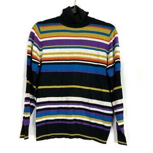 Joseph A. | Turtleneck Sweater Black Multi Rayon Blend Womens Large